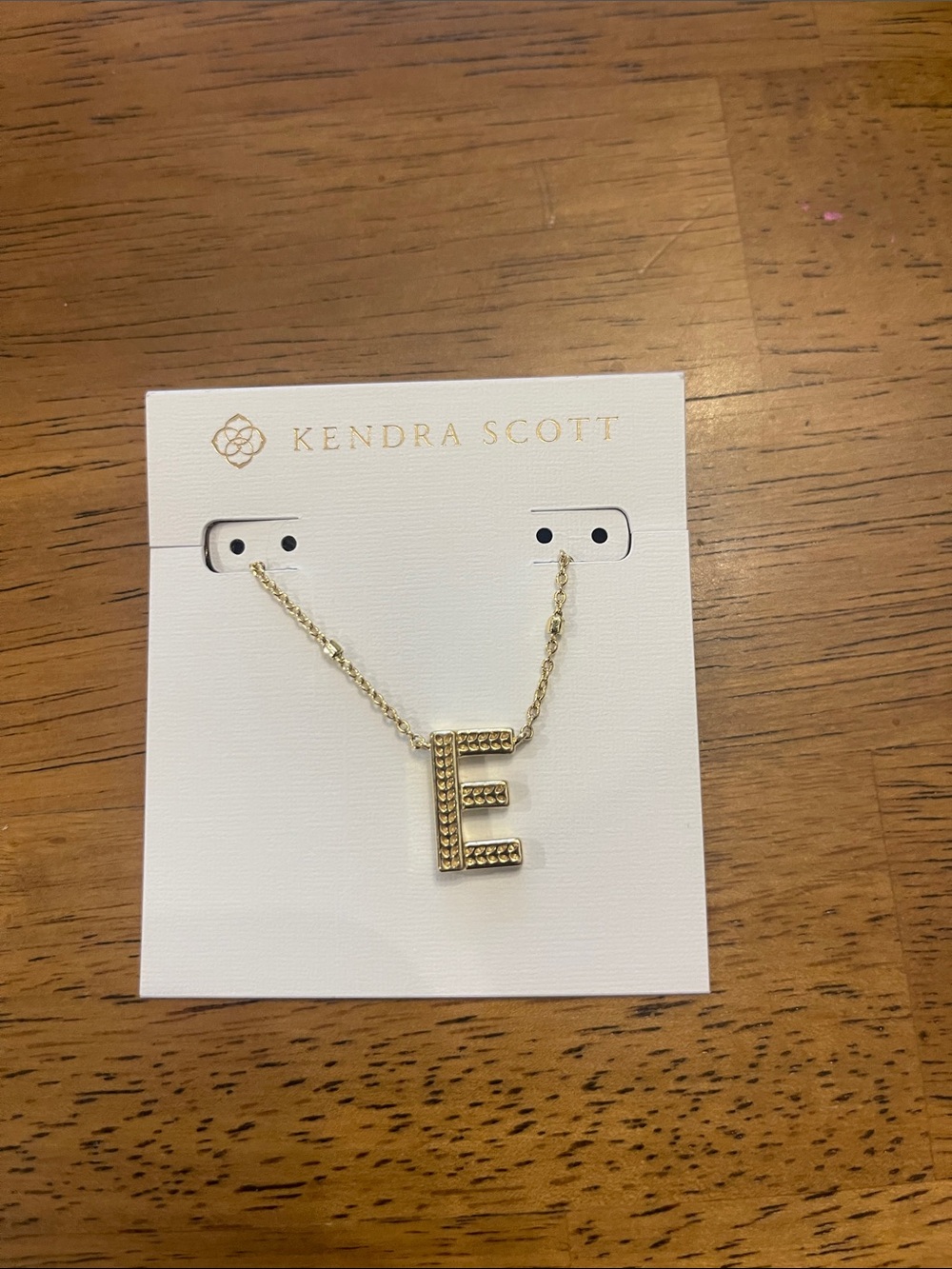 Kendra Scott Gold Initial 'E’ Necklace with Sparkle